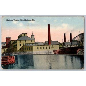 Antique Postcards 4 Views Of Madison Woolen Mill Madison ME - Early 1900s #1474